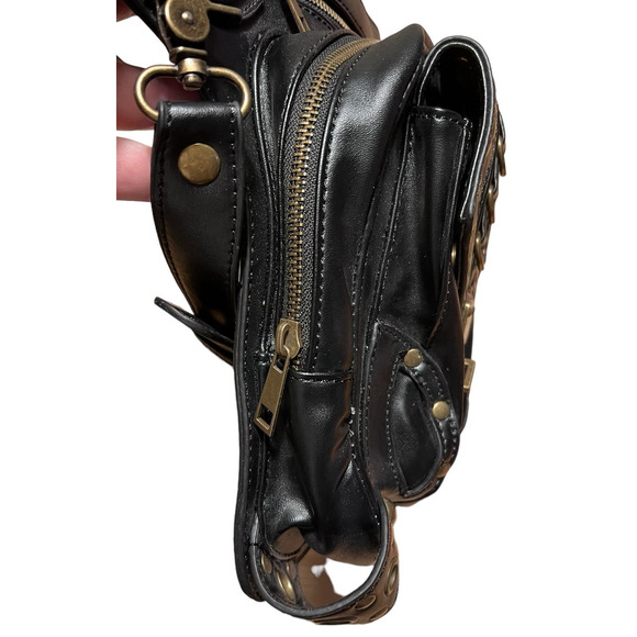 Black and Gold Studded Crossbody Bag - Picture 10 of 15